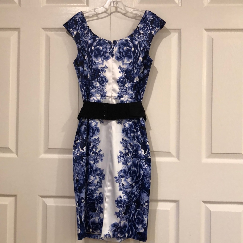 COPY - Vibrant Blue and White floral print dress